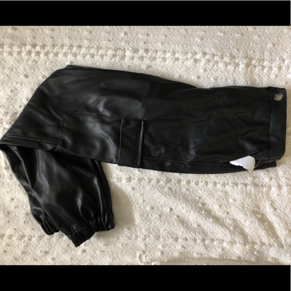 Love Tree faux leather joggers with cargo pockets